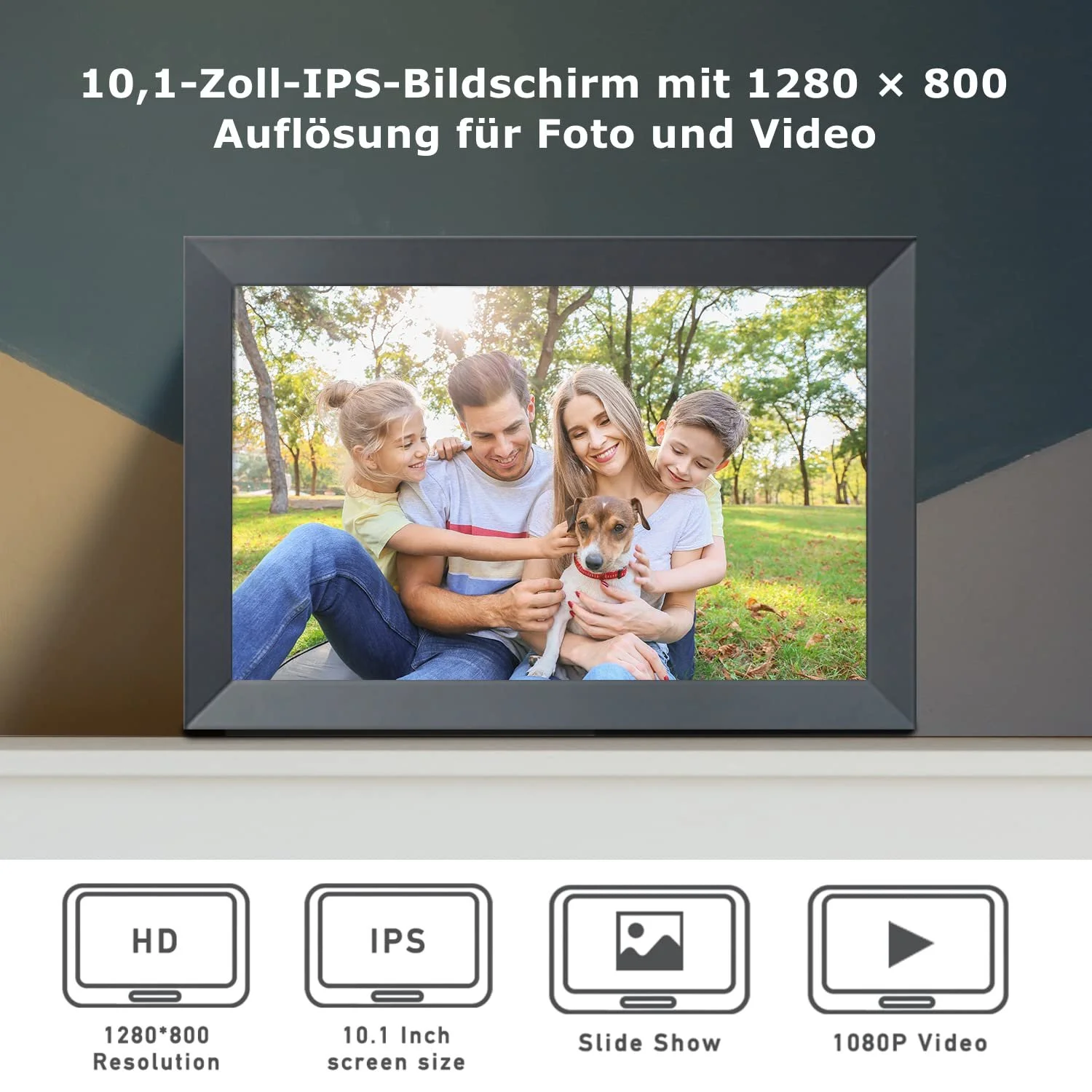 Цифровая фоторамка Aorpdd 10.1 дюйма WiFi HD IPS Touch Screen 32 ГБ Auto Rotation Frameo App, фото №2