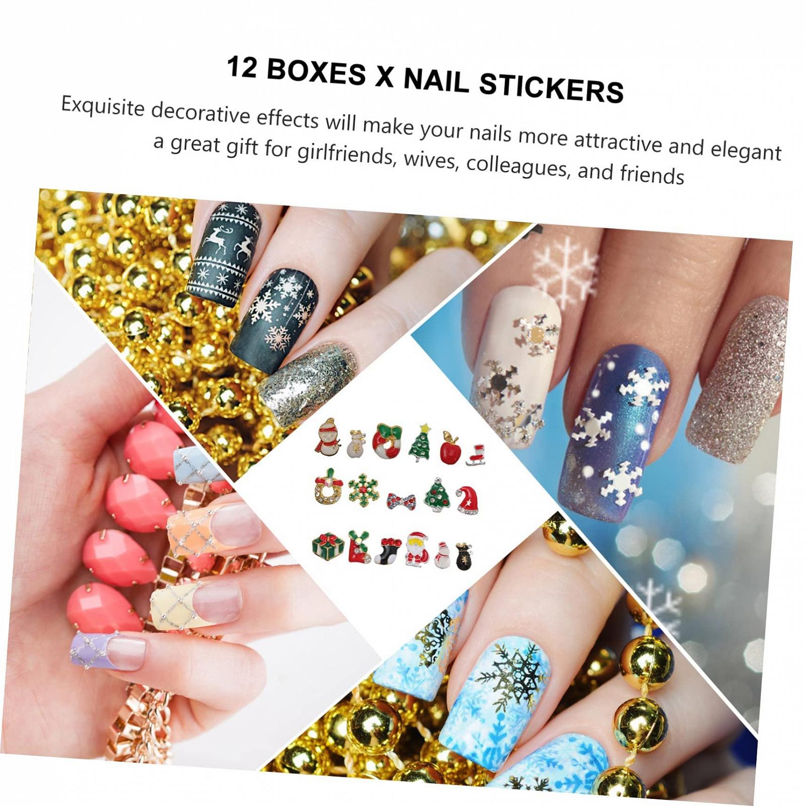 Наклейки для нігтів POPETPOP різдвяний декор з блискітками, фото №7