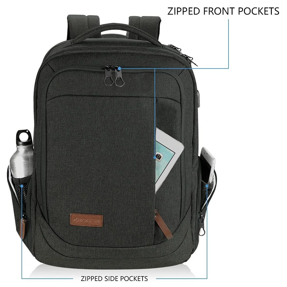Рюкзак для ноутбука KROSER 17.3" водонепроницаемый с USB черный, фото №2