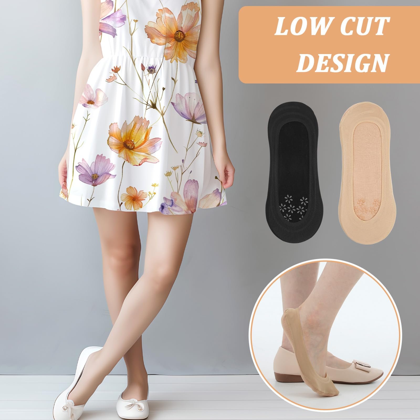 Носки-следки  Женские Черный, телесный, размер 39-43 (6 пар), фото №6