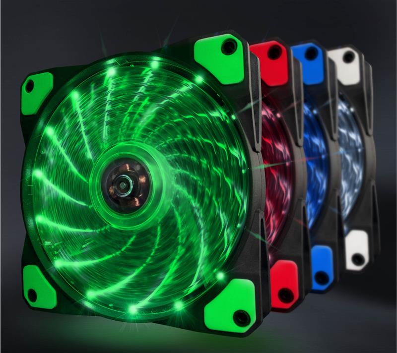 Вентилятор Frime Iris LED Fan 15LED Green (FLF-HB120G15); 120х120х25мм 3-пін+4-пін, фото №2
