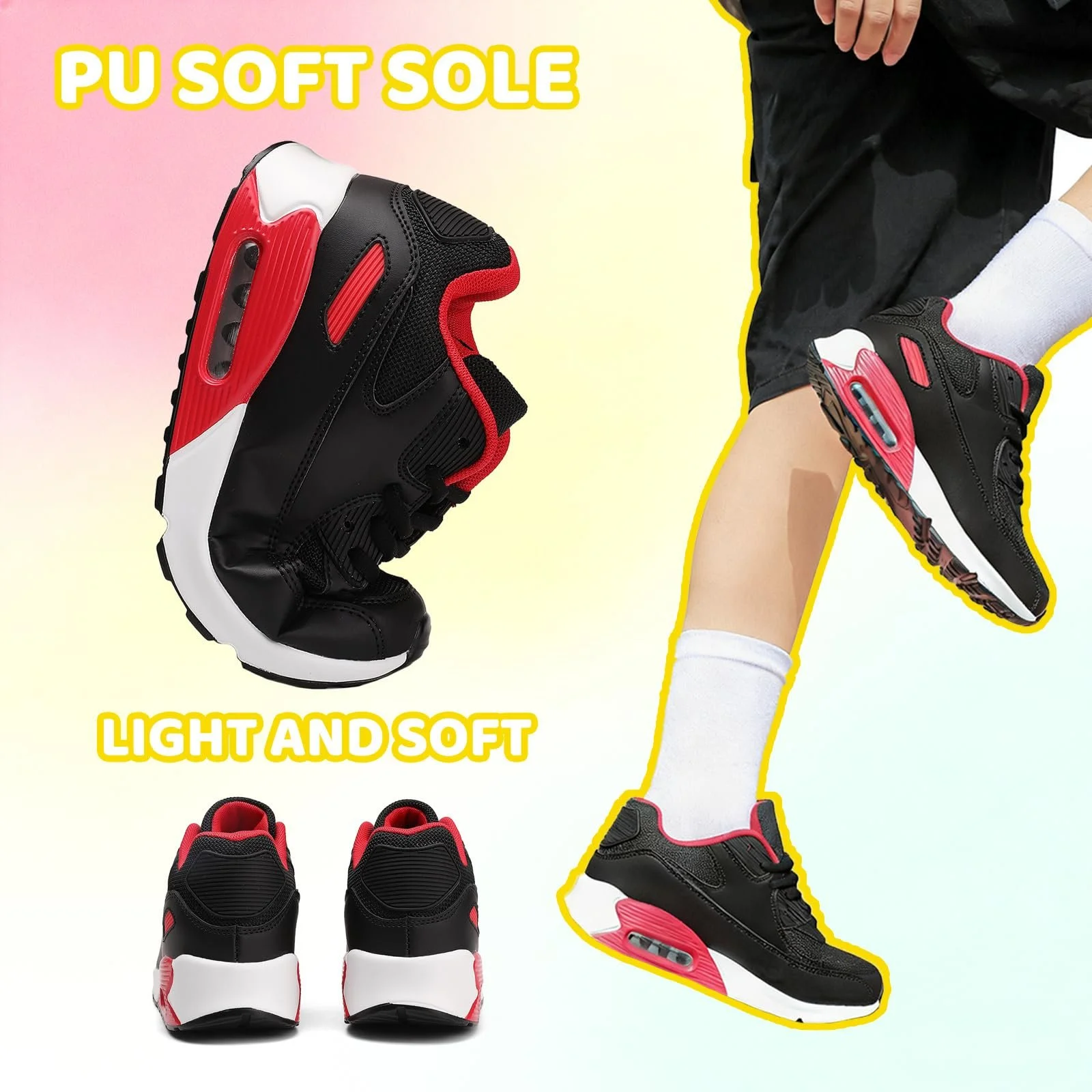 Детские Кроссовки для мальчиков и девочек, Дышащие Спортивные Кроссовки, Легкие Нескользящие Модные Кроссовки с Воздушной Подушкой, фото №5