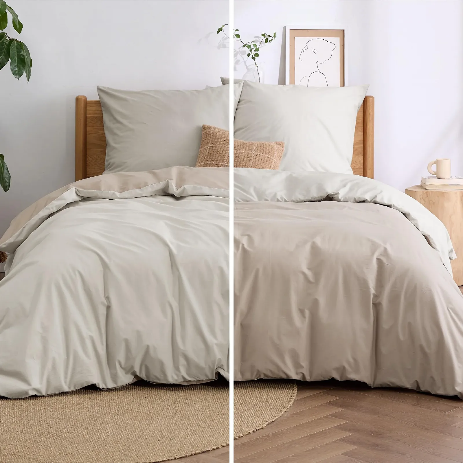 Постельное белье BEDSURE Хлопок 135 x 200 см Бежевый Двусторонний, фото №4