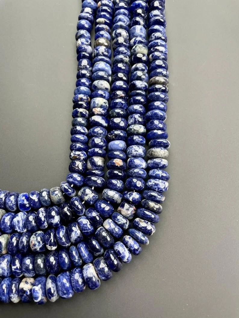 Бусины Содалит Натуральный рондель граненые 10 мм, нить длиной 46 см, камни для ожерелья и браслетов, фото №6