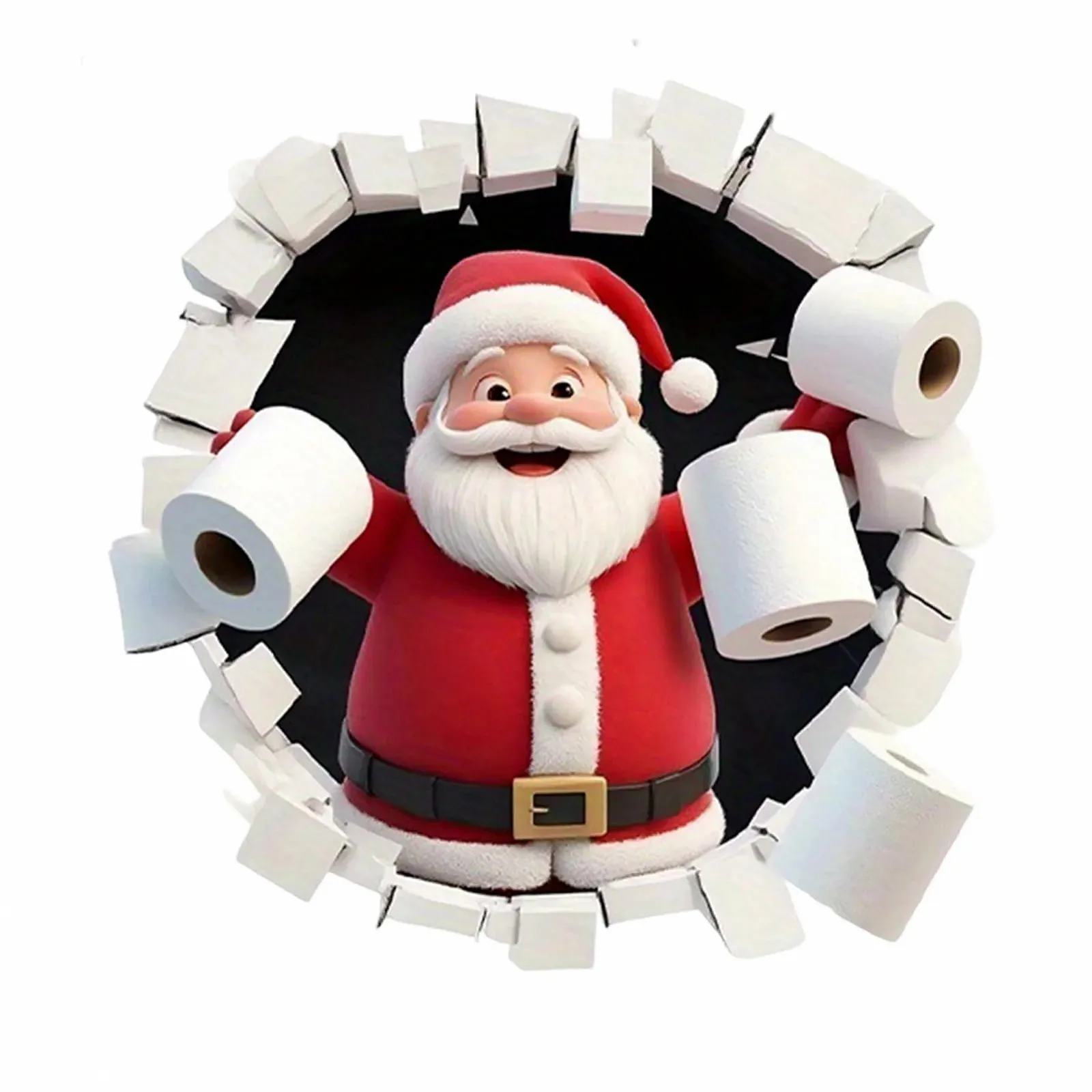 Наклейка на стіну Santa Breaking Wall 3D PVC Різдвяна, фото №1 Наклейка на стіну Santa Breaking Wall 3D PVC Різдвяна, фото №1