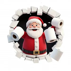 Наклейка на стіну Santa Breaking Wall 3D PVC Різдвяна - Фото 1