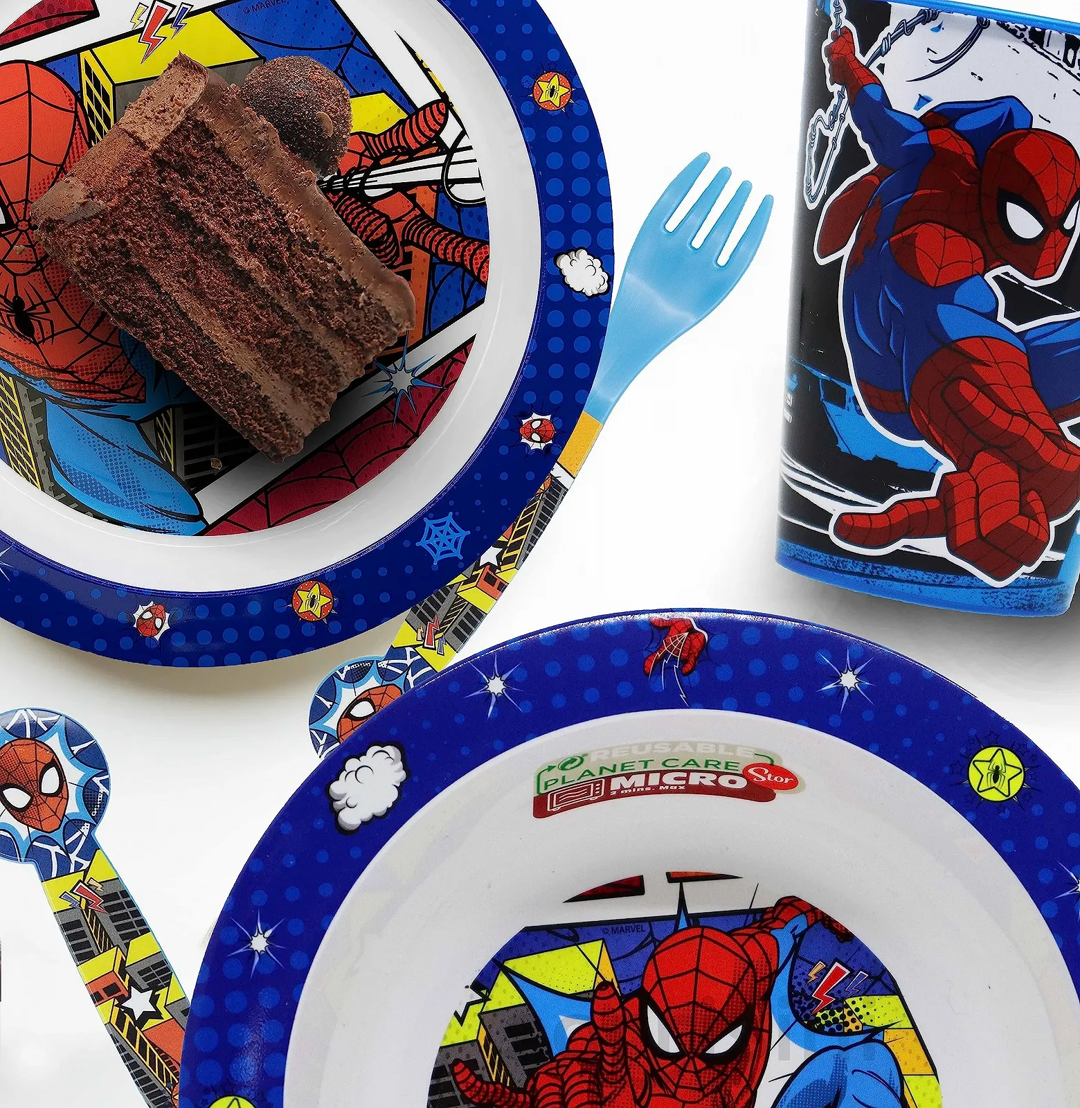 Детский набор посуды Sorrisini Spiderman (тарелка, миска, чашка 260 мл), фото №7 Детский набор посуды Sorrisini Spiderman (тарелка, миска, чашка 260 мл), фото №7