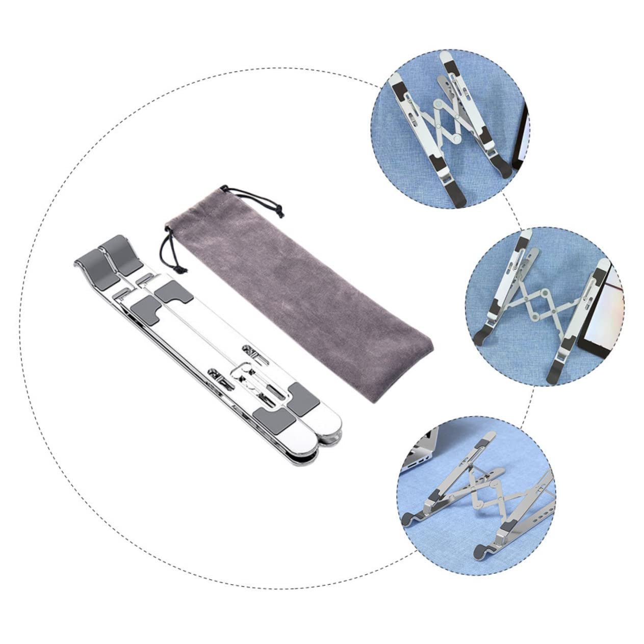 Підставка для ноутбука SEWACC Алюмінієва складана з сумкою для перенесення Міцна та стійка до подряпин, фото №5