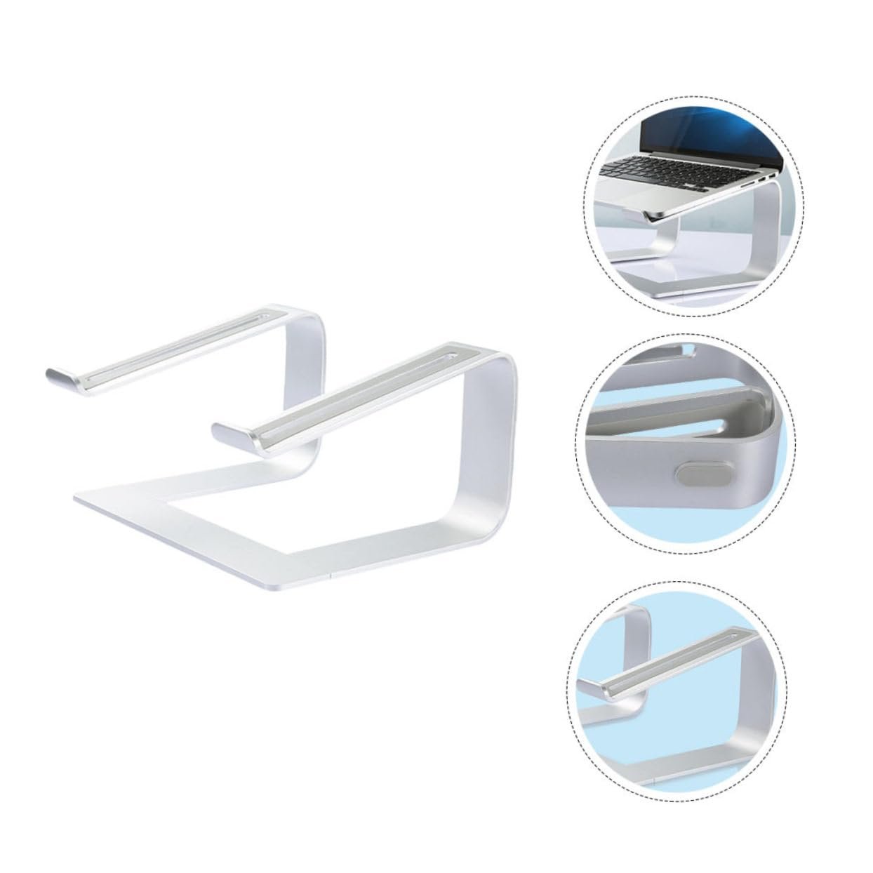 Підставка для ноутбука Vaguelly Aluminium, регульована по висоті, знімна, стабільна, протиковзка, ергономічна, компактна, легка, портативна, фото №3