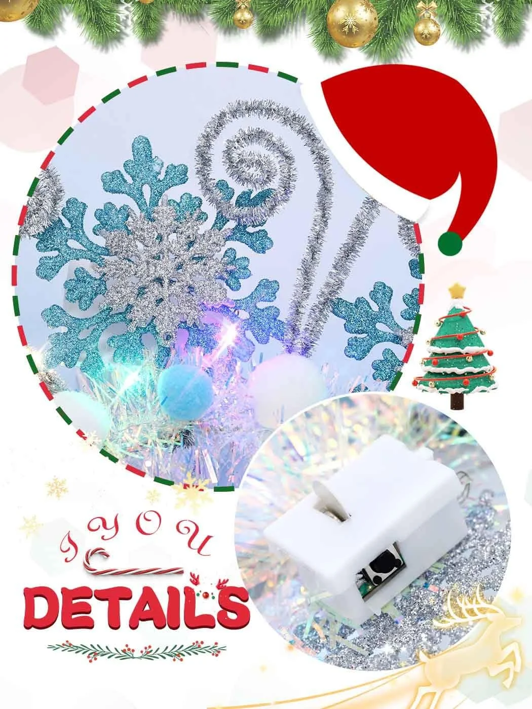 Обруч IYOU Сніжинка Світний Блакитний LED Різдвяний, фото №3