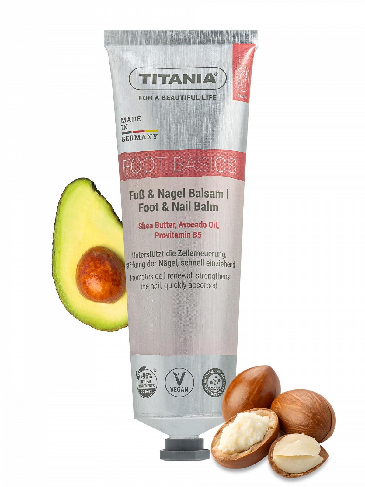Бальзам для ног и ногтей TITANIA 100 мл С маслом ши авокадо и биотином веганский натуральный, фото №1