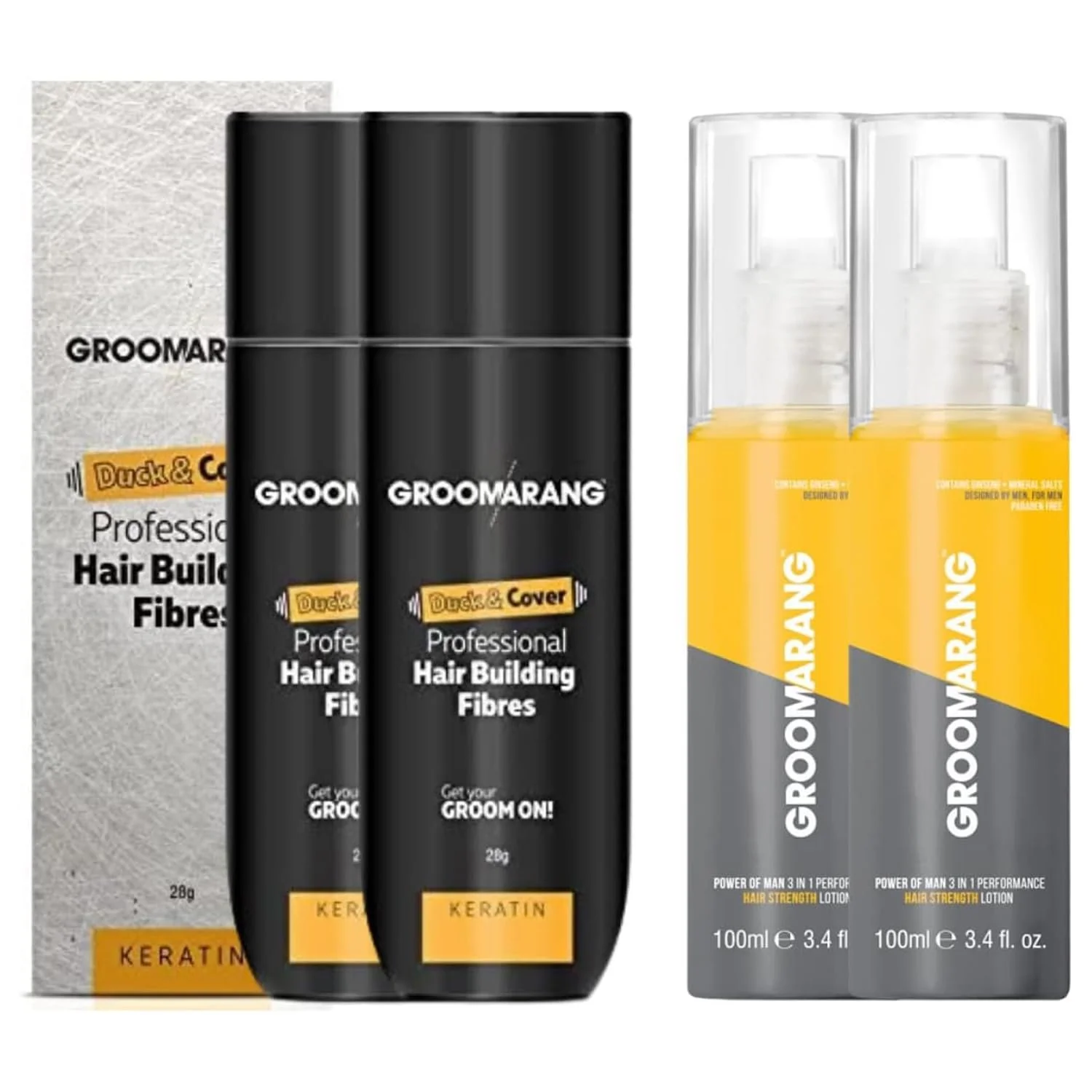 Волокна для волосся GROOMARANG Keratin X2 для миттєвого приховування рідкого волосся, фото №1