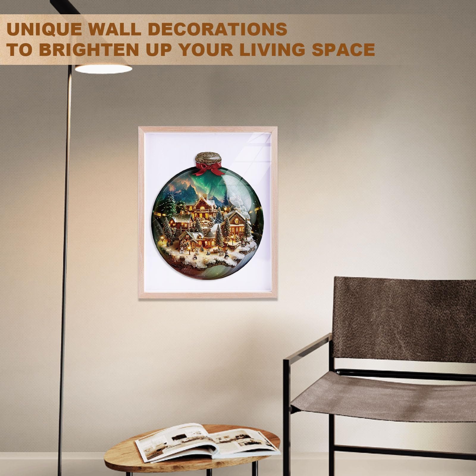 Деревянный пазл WOODBESTS Рождественский стеклянный шар 34 x 30 см 225 элементов, фото №6