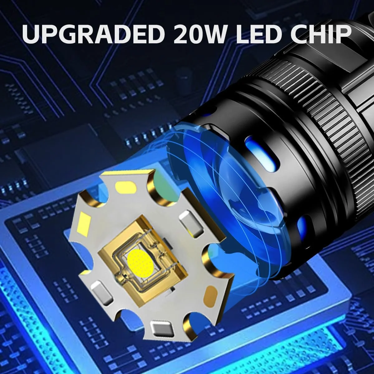 Ліхтар WholeFire LED Акумуляторний Надзвичайно Яскравий 100 000 Люмен USB 5 Режимів IP65 Водонепроникний для Кемпінгу, Походів, Надзвичайних Ситуацій, фото №7