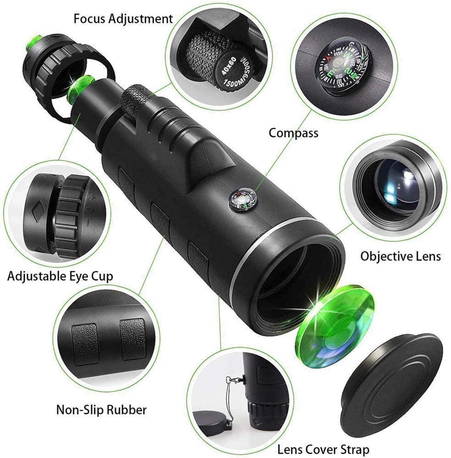 Монокуляр High Performance Monocular 40 x 60 з тримачем для смартфона та штативом, фото №6