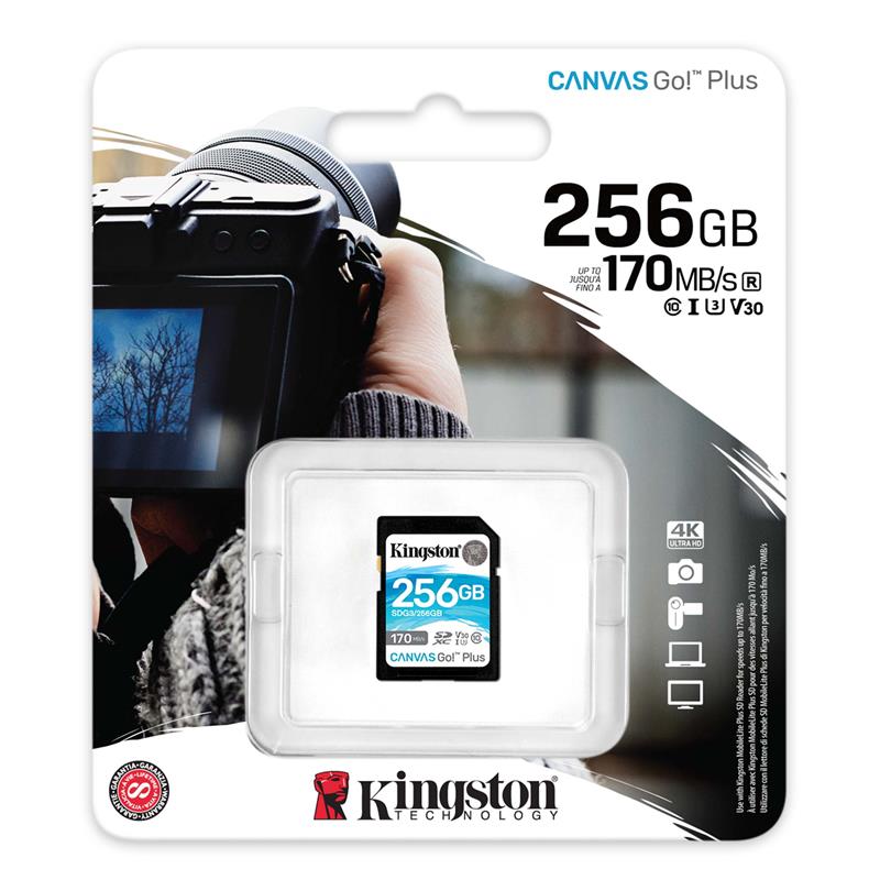 Карта памяти SDXC 256GB UHS-I/U3 Class 10 Kingston Canvas Go Plus R170/W90MB/s SDG3/256GB, фото №3