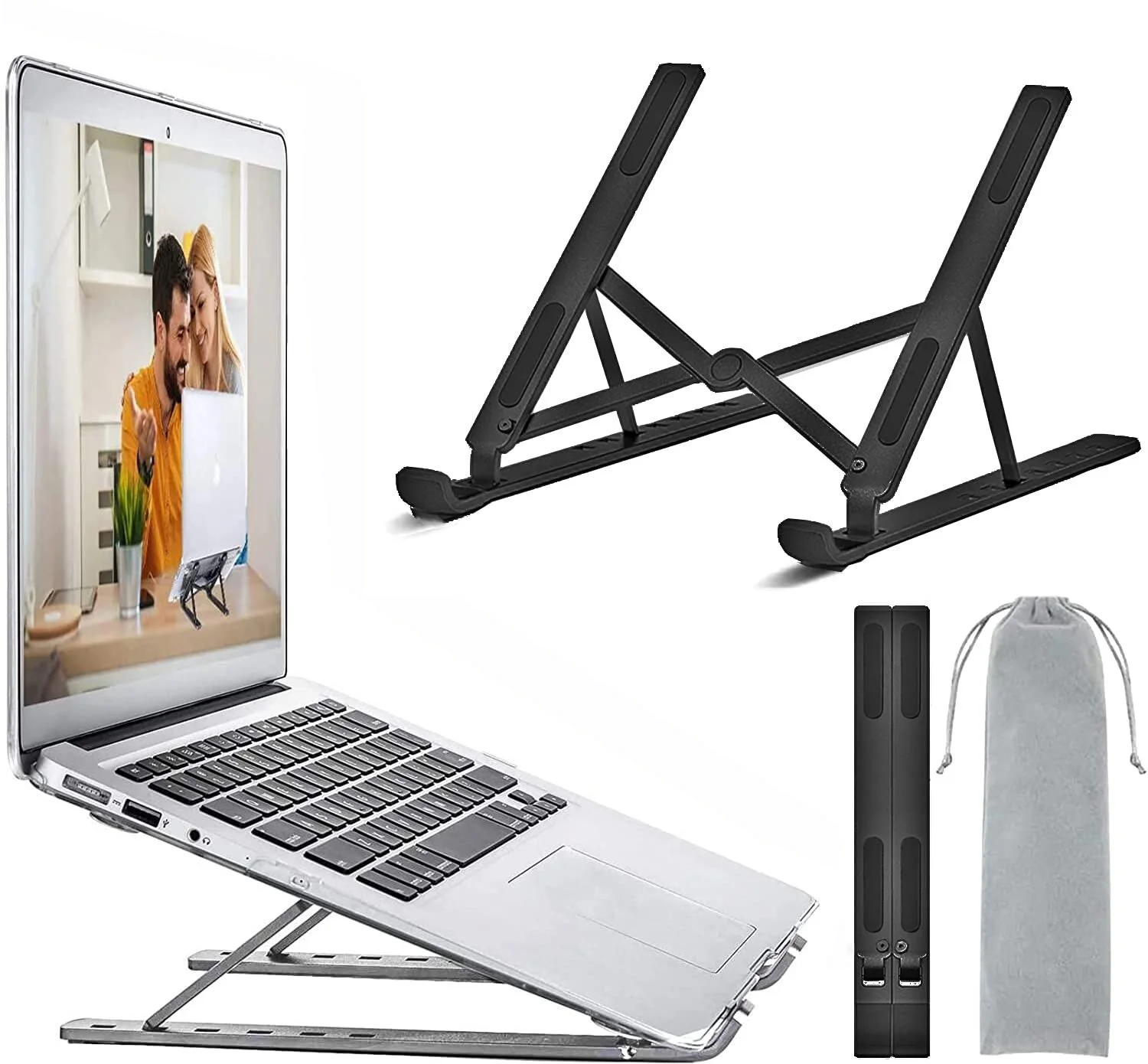 Підставка для ноутбука OUGE, регульована складна портативна з алюмінію, сумісна з MacBook Air Pro, HP, Dell, більшістю 10-15.6 дюймовими ноутбуками та планшетами, фото №1