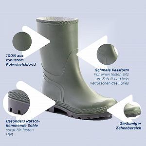 Сапоги Scheibler Резиновые мужские Полувысокие Водонепроницаемые рабочие сапоги из ПВХ с узкой посадкой, с нескользящей подошвой (черный/оливковый) synthetic.ua - Фото 1