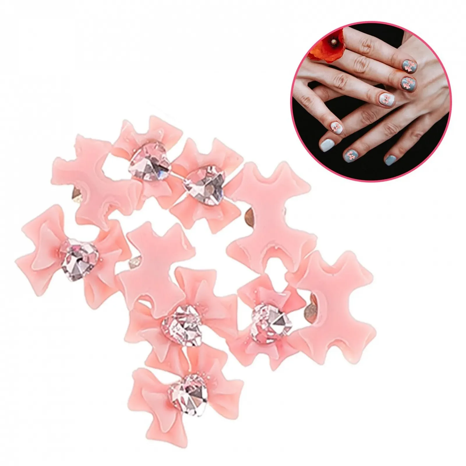 Прикраса для нігтів Ipetboom 40 аркушів Бантик Рожевий Манікюрні коштовності, фото №8