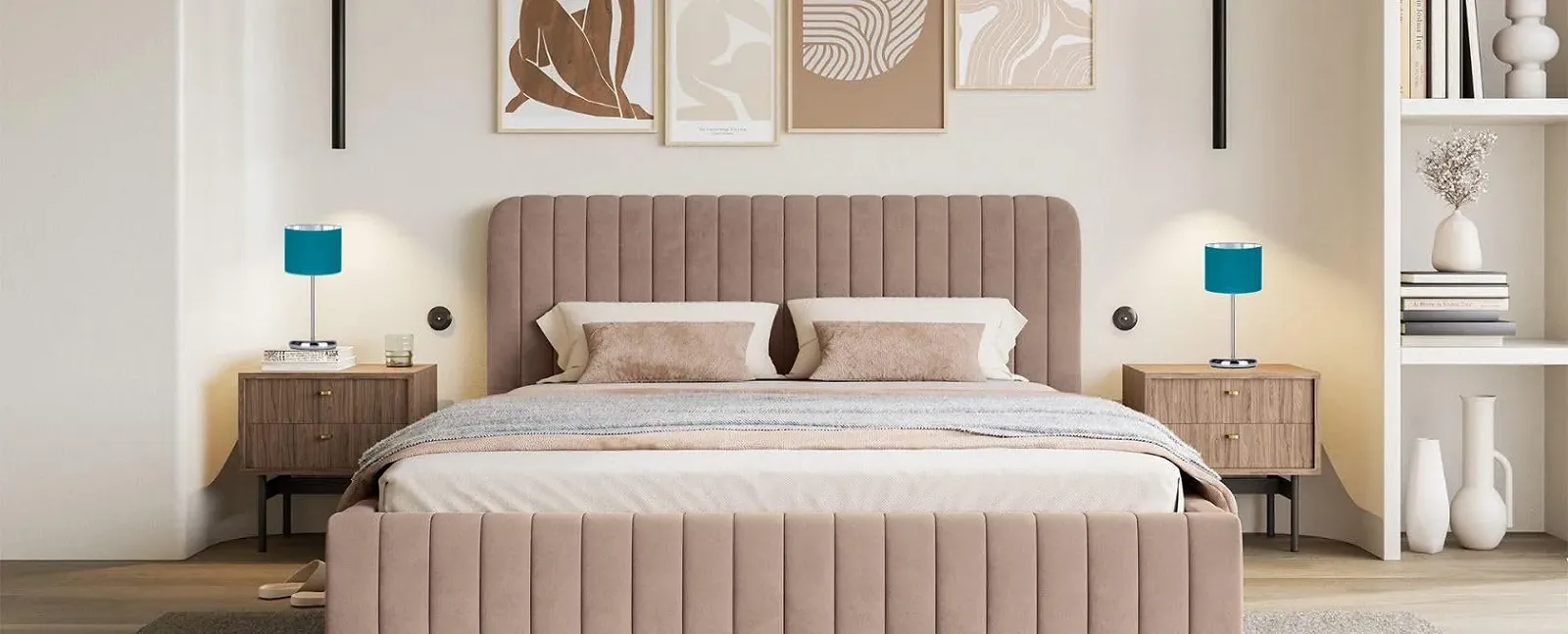 Настольная лампа Home Deco N230-GL1 велюровая E27 бирюзовая, фото №3