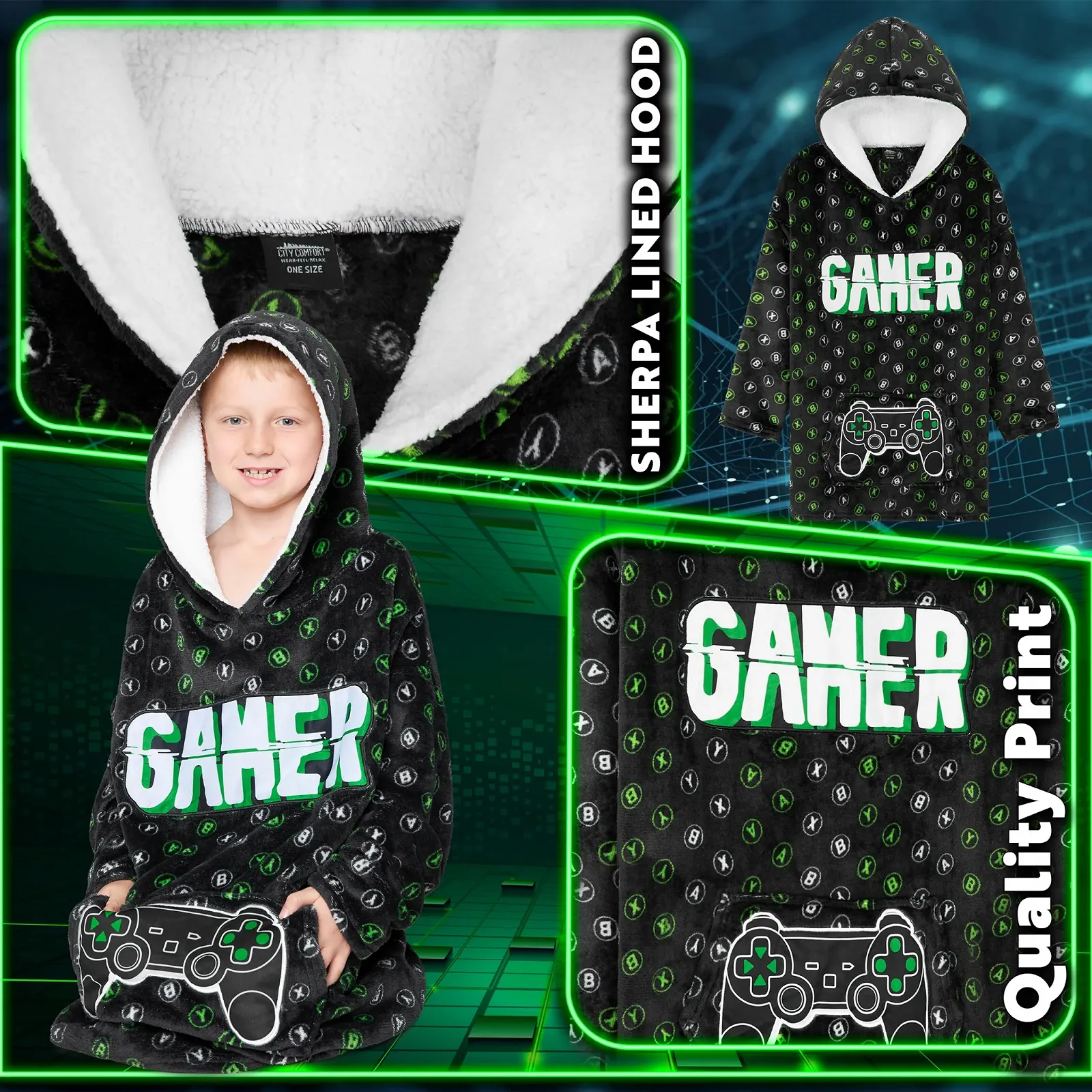 Одеяло-худи CityComfort Детская Флисовая Плюс Размера Худи для Мальчиков, фото №5 Одеяло-худи CityComfort Детская Флисовая Плюс Размера Худи для Мальчиков, фото №5