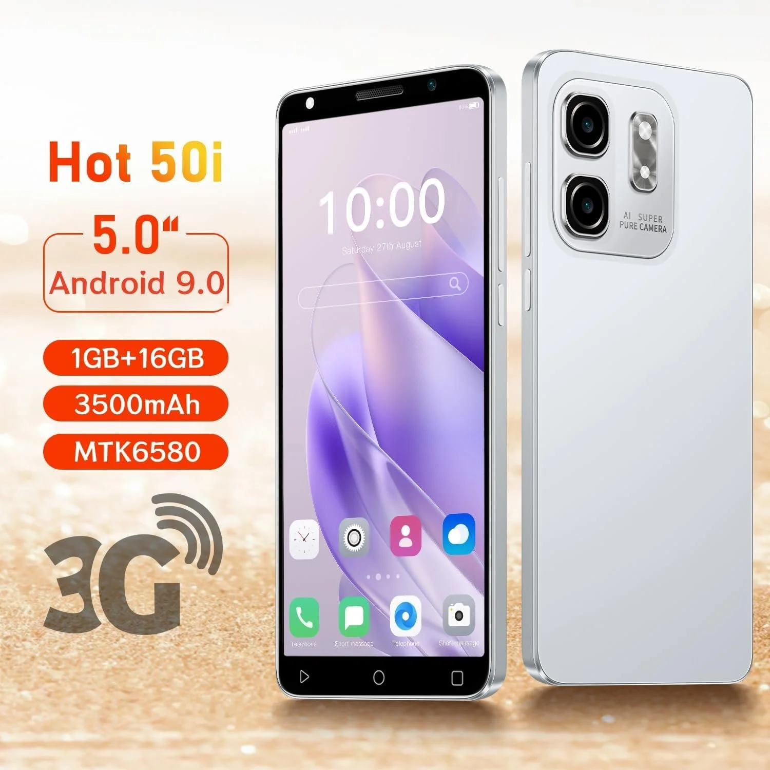 Мобільний телефон Hot50Pro 5.0" HD 1/16GB 3500мАг Face ID WiFi GPS Android Green, фото №5