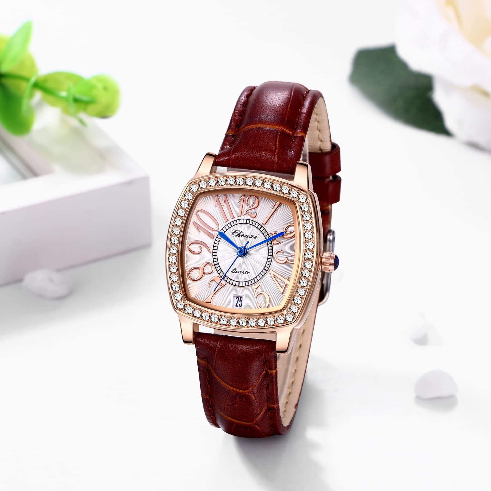 Жіночий Аналоговий Кварцовий Годинник JewelryWe Класичний Прямокутний/Круглий Календар дати Водонепроникний 30 м, фото №5