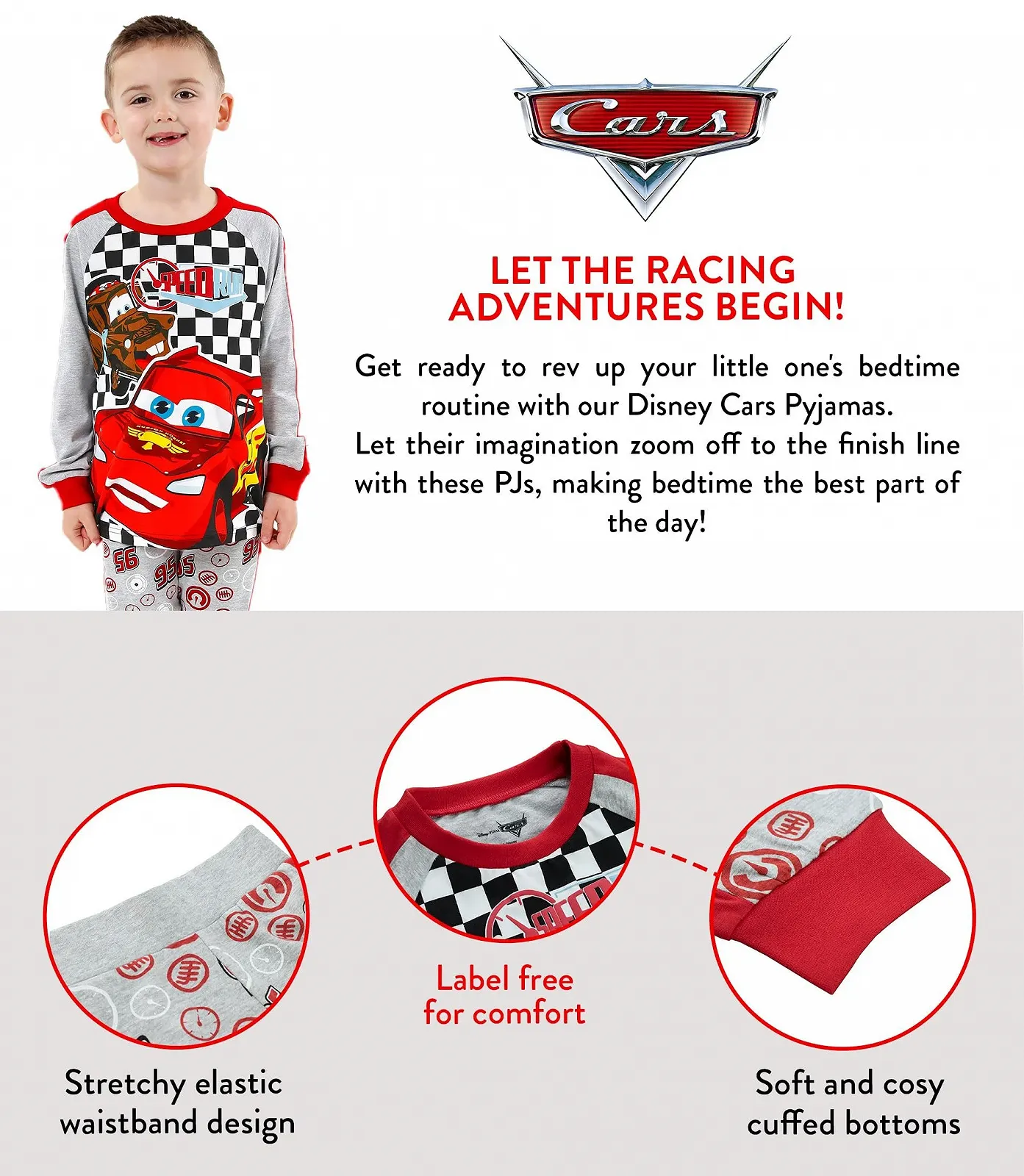 Пижама Disney Cars Lightning McQueen для мальчиков, длинная, фото №3