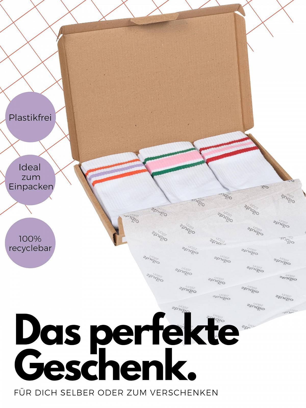 Теннисные носки в полоску – Набор из 3 пар – Женские носки до середины голени Неоновые полоски – Ретро цветные – Хлопок Oekotex 100, фото №4