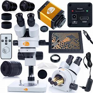 Стереомикроскоп тринокулярный Rosfix Set Mercury Pro с 12 MP HDMI-камерой и 8" дисплеем, Zoom 7–45x, Simul-Focal, для лаборатории, промышленности, электроники - Фото 1