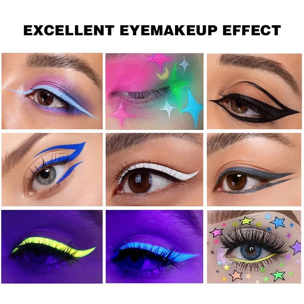 Карандаш Ofanyia UV Glow Neon, 12 цветов, матовая, цветная, Водостойкий, долговечная, радужная, для макияжа глаз, для женщин и девушек (UV Glow Set), фото №4