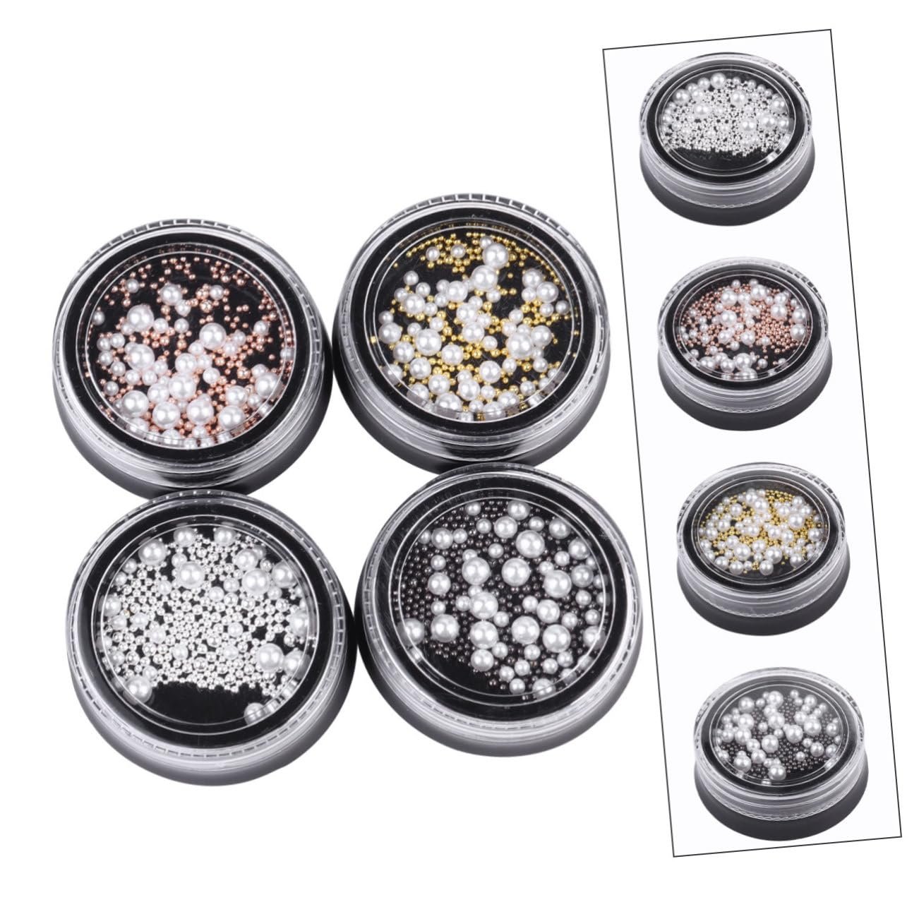 Жемчуг для ногтей Vaguelly 4 коробки стальные жемчужины белые золотые серебряные маникюрные украшения, фото №3 Жемчуг для ногтей Vaguelly 4 коробки стальные жемчужины белые золотые серебряные маникюрные украшения, фото №3