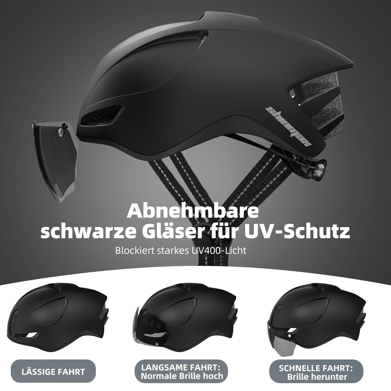 Шлем Велосипедный Shinmax с Фонарем, USB Зарядкой, Козырьком, Магнитным Креплением, Регулируемый, 57-62 см, фото №3