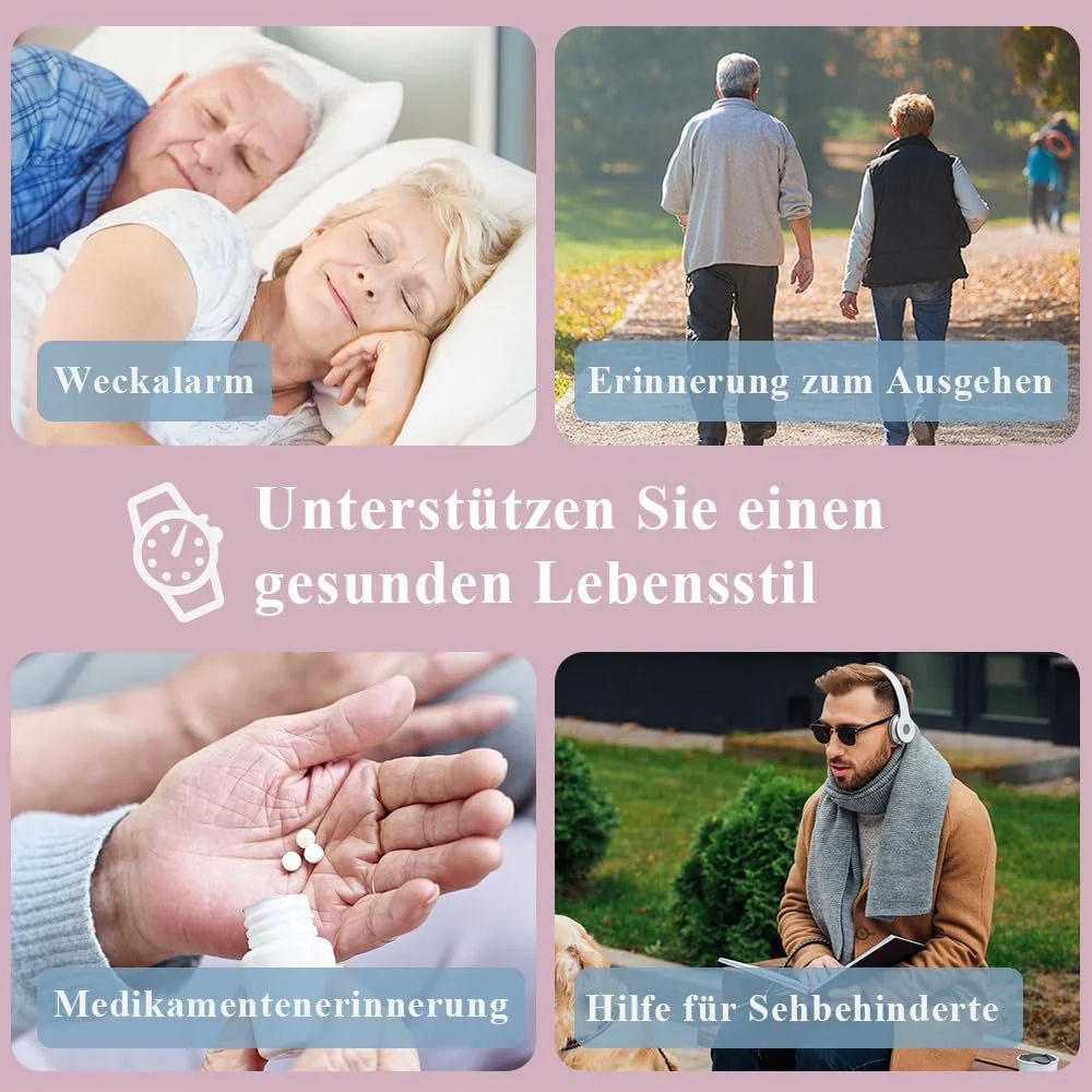 Говорящие часы Maujoy для женщин для слепых пожилых людей с нарушениями зрения, громкий и чистый голос, говорит на немецком языке, фото №9 Говорящие часы Maujoy для женщин для слепых пожилых людей с нарушениями зрения, громкий и чистый голос, говорит на немецком языке, фото №9