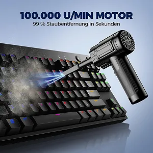 Бездротова електрична повітродувка RADCLO 3 рівні 100,000 rpm USB-C LED 7500 mAh Чорна synthetic.ua - Фото 1