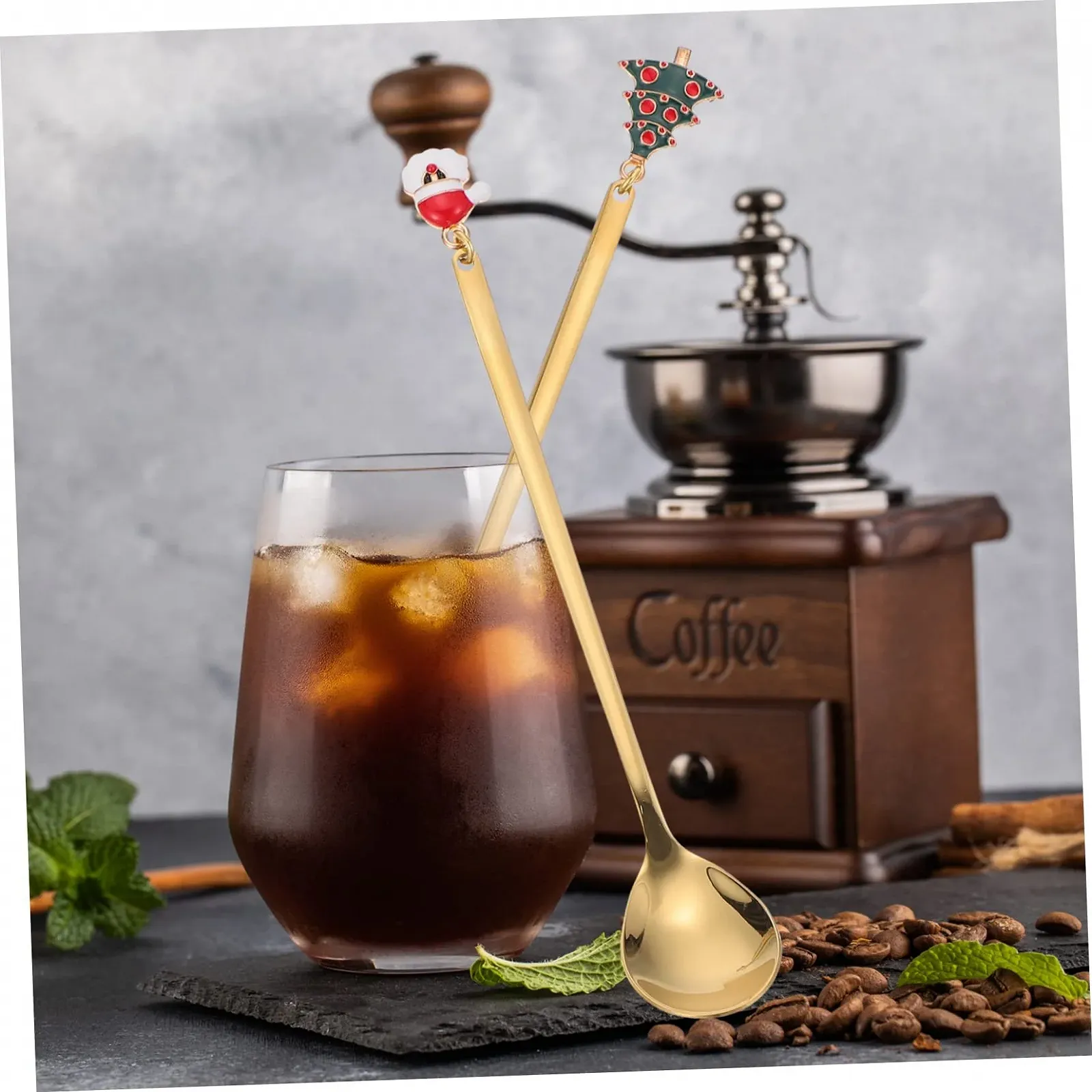 Ложка HEMOTON 4 шт. з нержавіючої сталі для десертів, різдвяна, фото №9