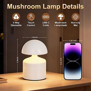 Настільна лампа Modern Wireless Small Mushroom сенсорна світлодіодна акумуляторна міні нічник synthetic.ua - Фото 1