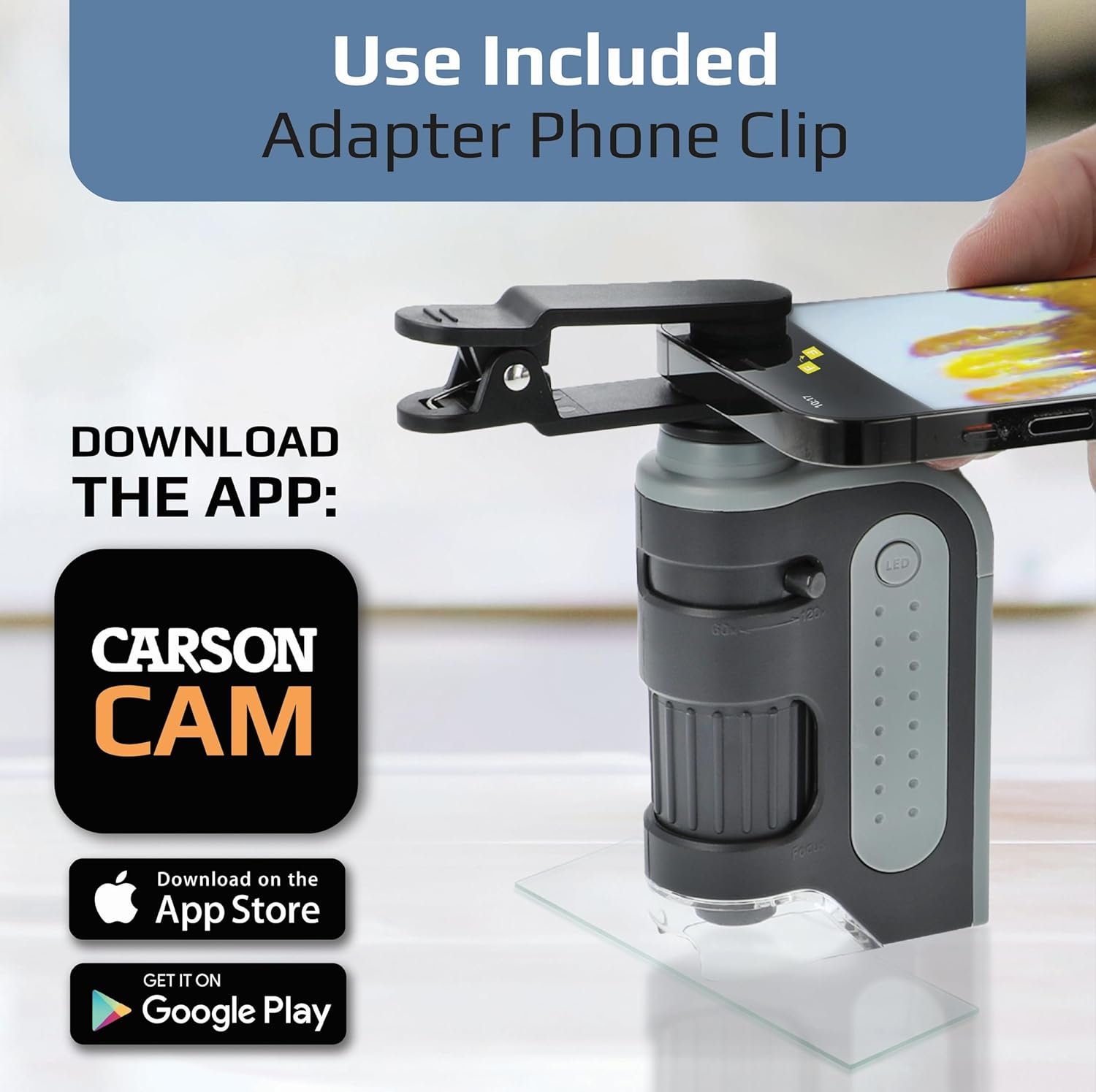 Мікроскоп кишеньковий Carson MicroBrite Plus 60x - 120x LED Сірий, фото №2