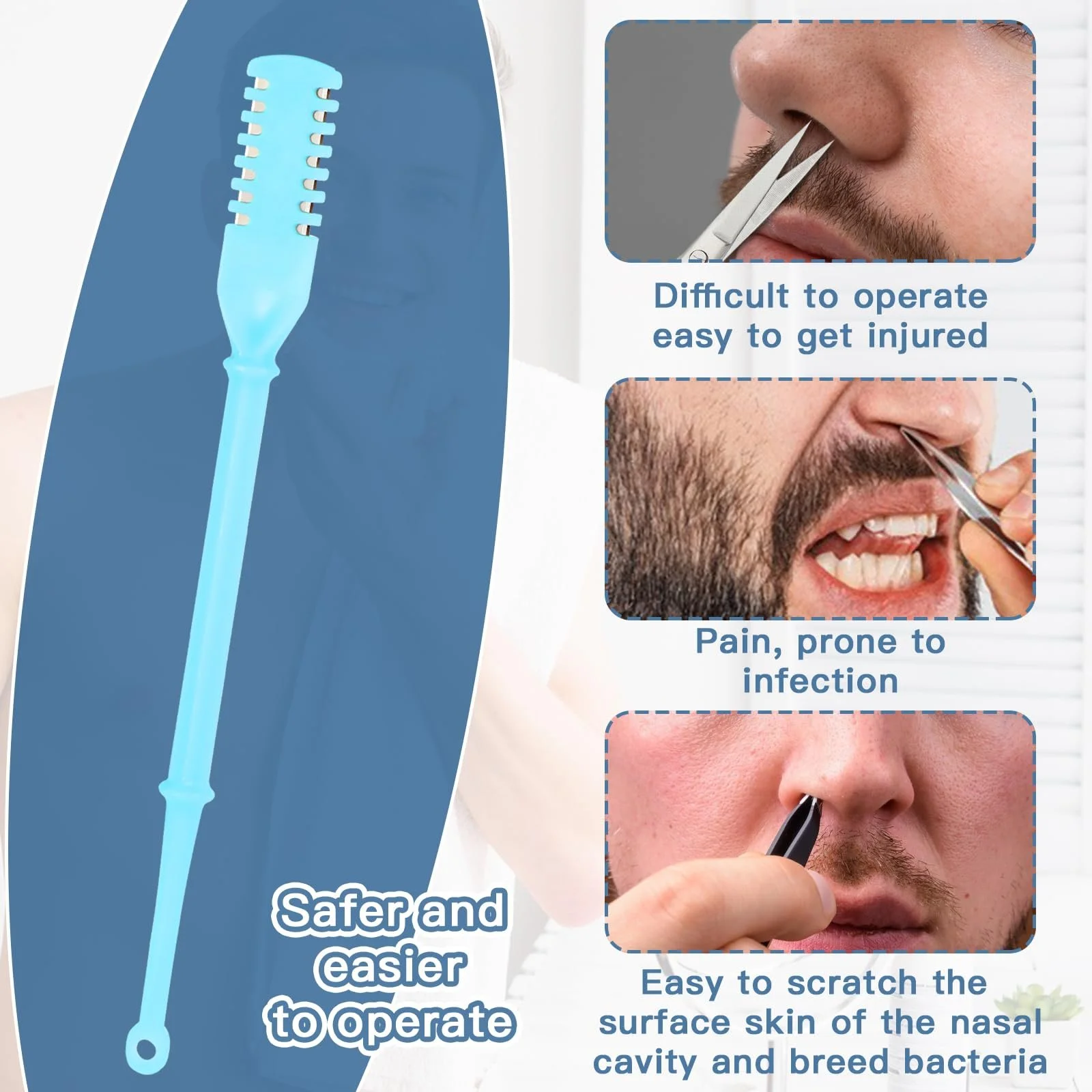 Тример Andibro 5 x 2-в-1 Носовий Мануальний Обертовий Інструмент для Видалення Носового Волосся 360° Обертовий З Двосторонніми Насадками З Вушними Інструментами Для Жінок І Чоловіків, фото №5