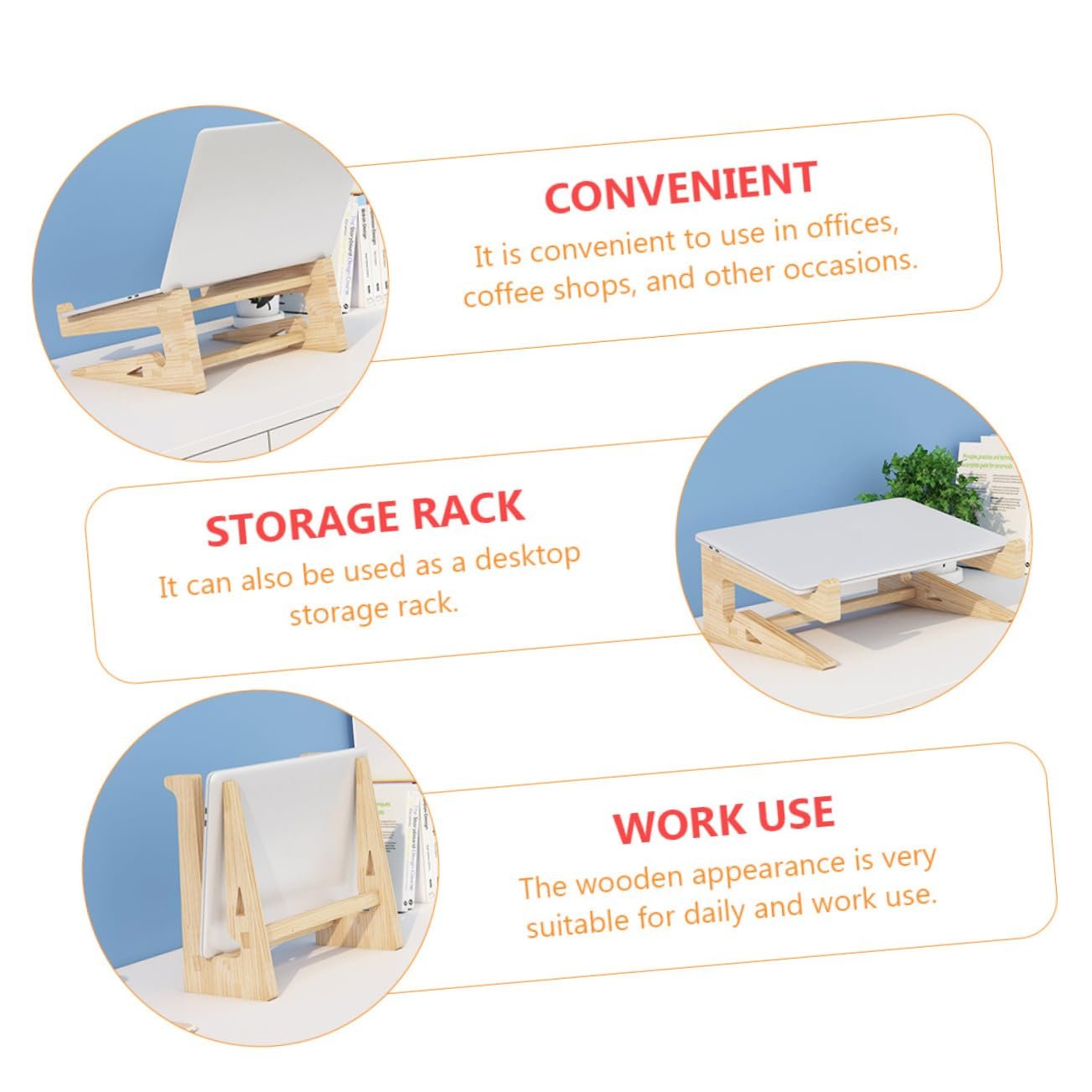 Подставка для ноутбука Homoyoyo Деревянная Эргономичная Приподнимающая Нескользящая Стабильная, фото №9