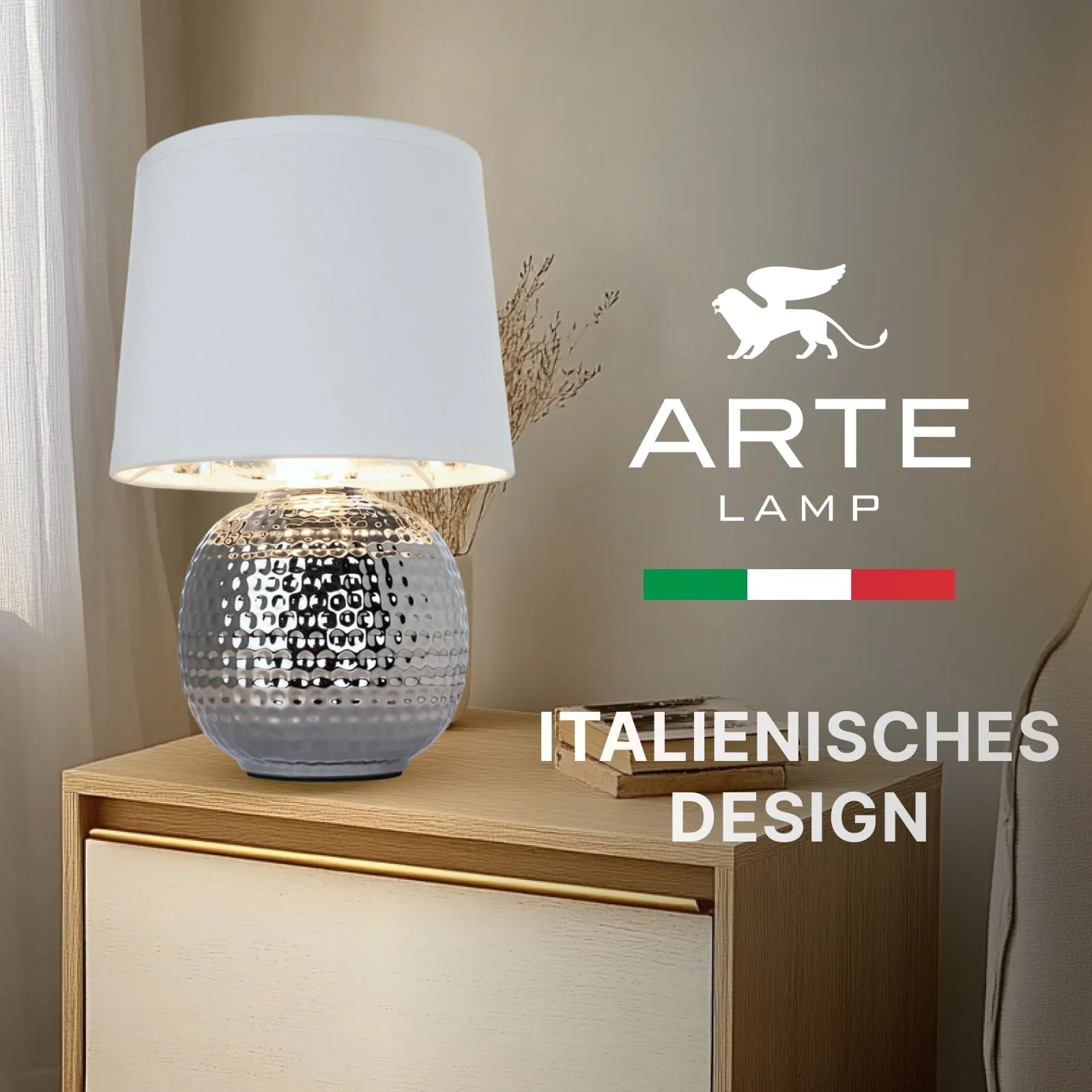 Настільна лампа LED ARTE LAMP Merga A4001LT-1CC димована хром білий текстильний абажур з кабелем, фото №9