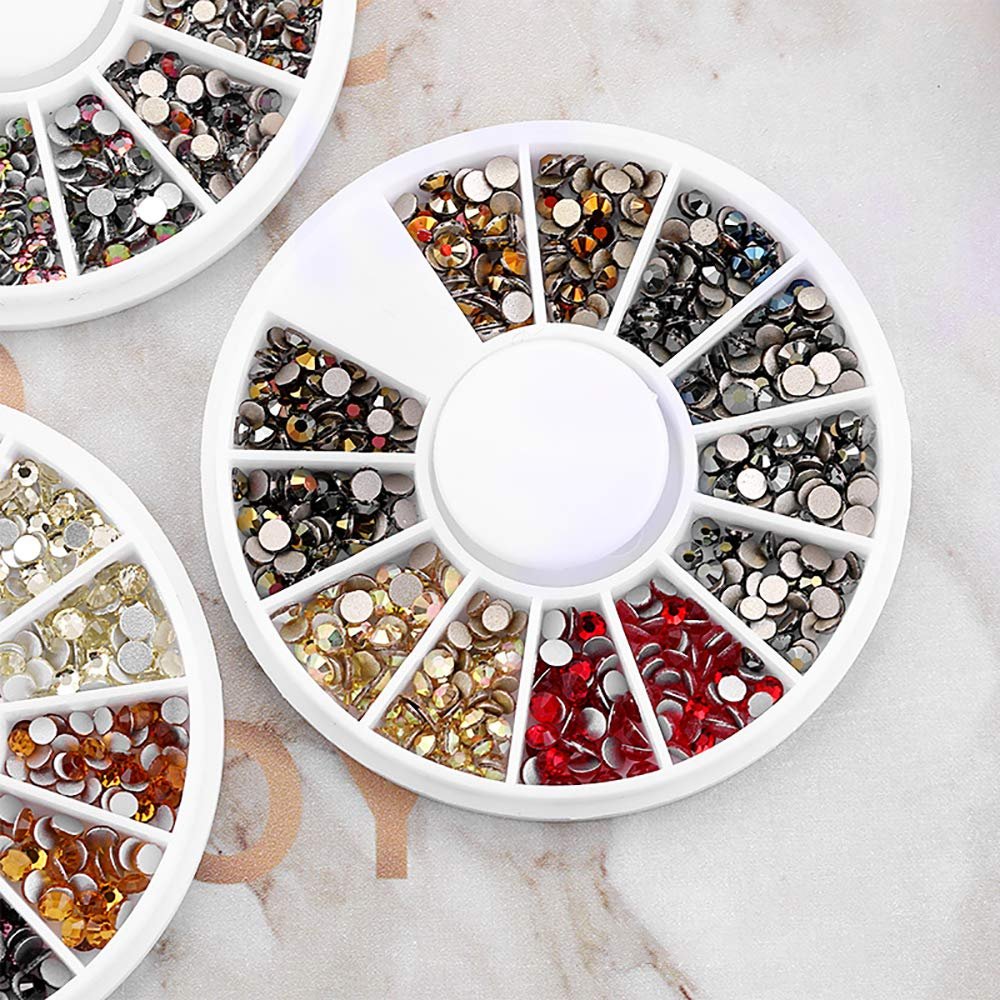 Набір страз для нігтів Плоскі круглі кристали Змішані кольори, фото №2