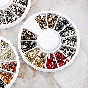 Блестки для ногтей 3 коробки Бриллиант DIY Стразы для дизайна ногтей Черный Зеленый Розовый synthetic.ua - Фото 1