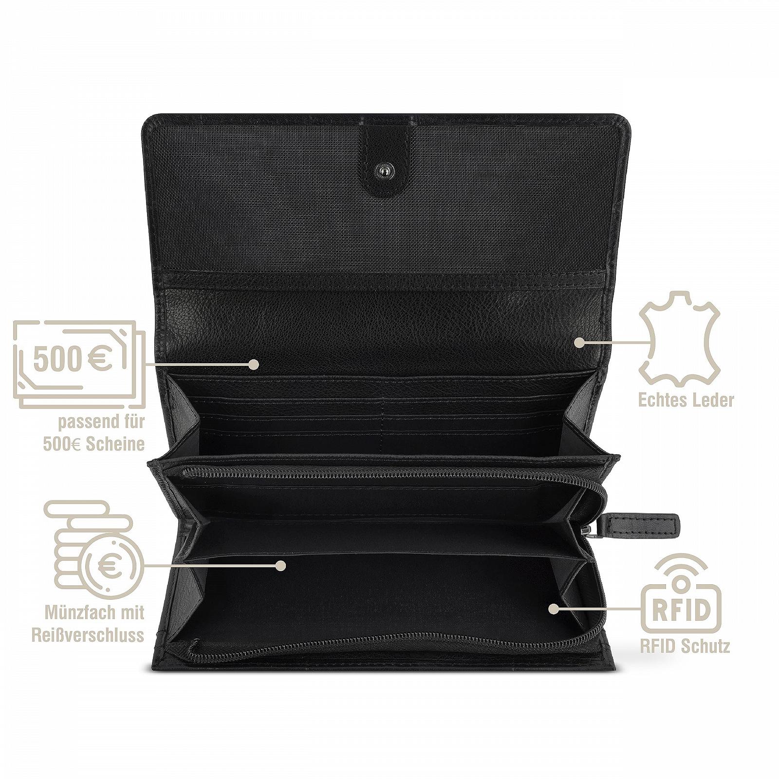 Кошелек Bugatti Nevio Женский Длинный С RFID защитой Croc Look, Cognac, большой, фото №4