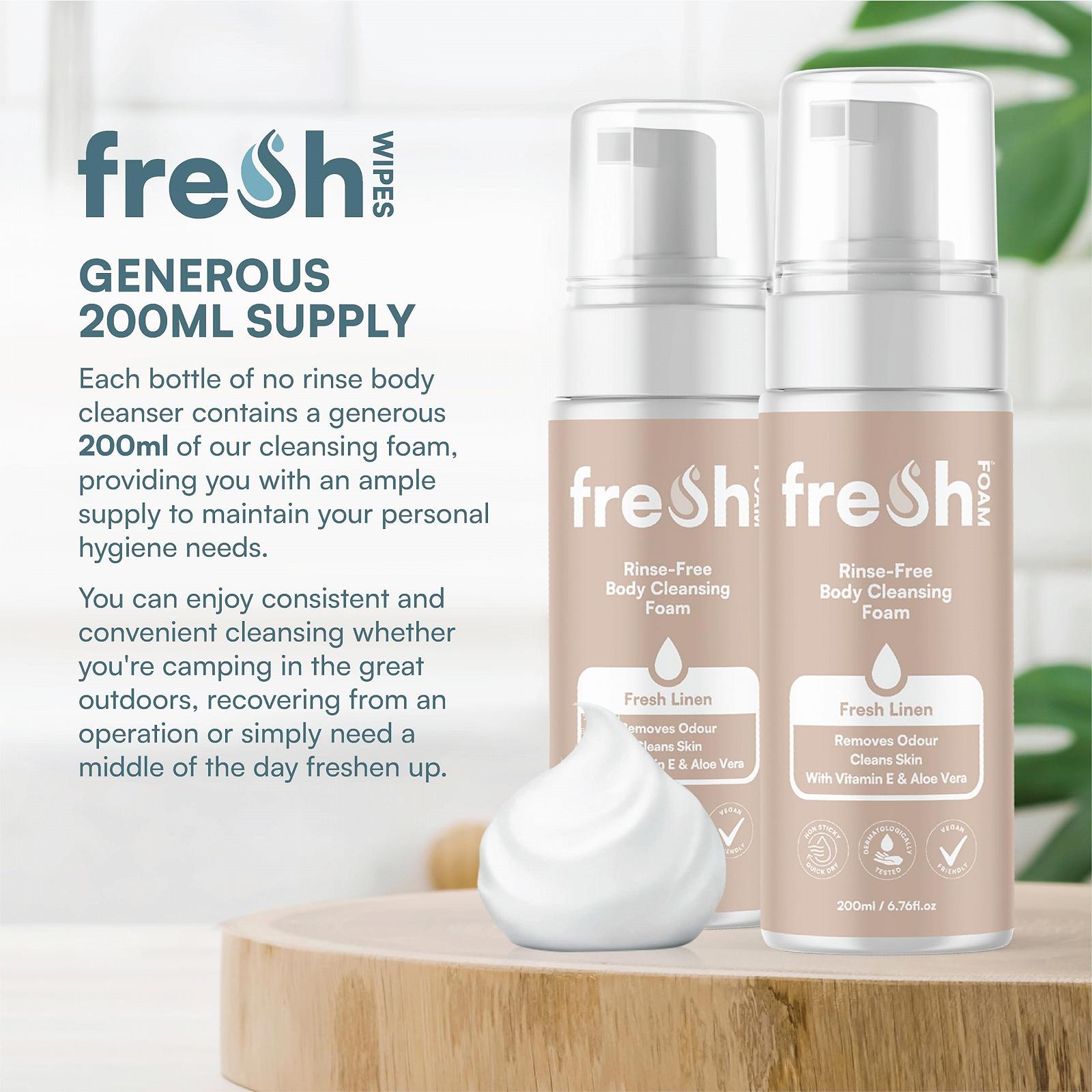 Пінистий гель для душу без змивання FreshWipes Rinse Free 200 мл, фото №4