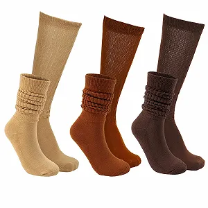 Женские носки 3 пары, удлиненные носки до колен, хлопковые вязаные носки, осенне-зимние носки для стильного и комфортного вида, один размер - Фото 1