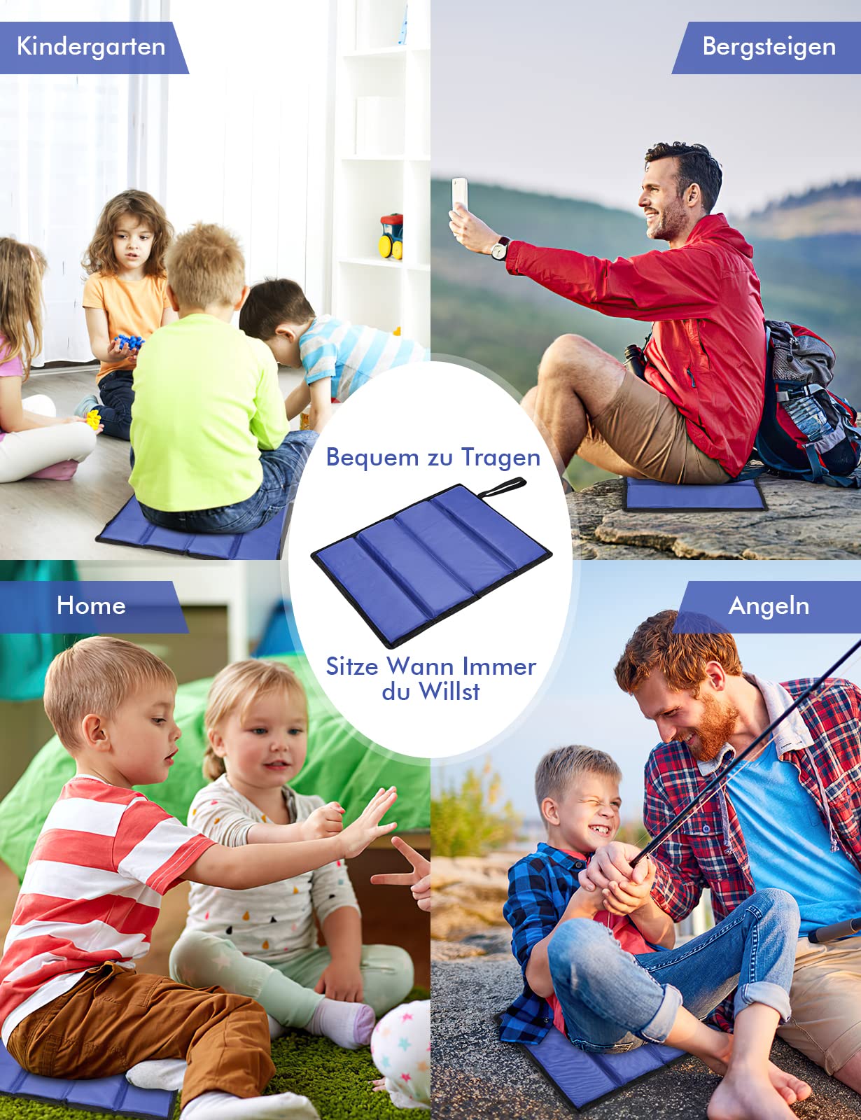 Подушка Awroutdoor Seat Mat 38 x 28 см Термопросадка Водонепроницаемая для детей Портативная для кемпинга, походов, пикников, стадиона, фото №2
