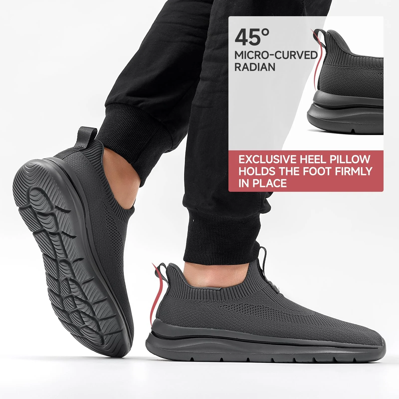 Чоловічі Сліпони Sosenfer Дихаючі Без Шнурків Зручні Повсякденні Спортивні Легкі Кросівки для Тренажерного Залу та Ходьби, фото №3