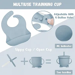 Набір дитячого посуду Bizcasa Силіконовий, 14 предметів: тарілка, миска, виделка, фрутниця, контейнер для заморожування дитячого пюре, прорізувач, без BPA synthetic.ua - Фото 1