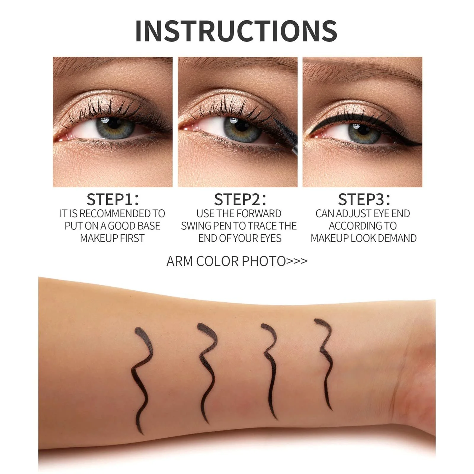 Рідка Підводка для очей Bruchsicherer, водостійка, з пензликом, швидковисихаюча, стійка, 16 годин, точна, ультратонка, чорна, 1 мл, фото №6